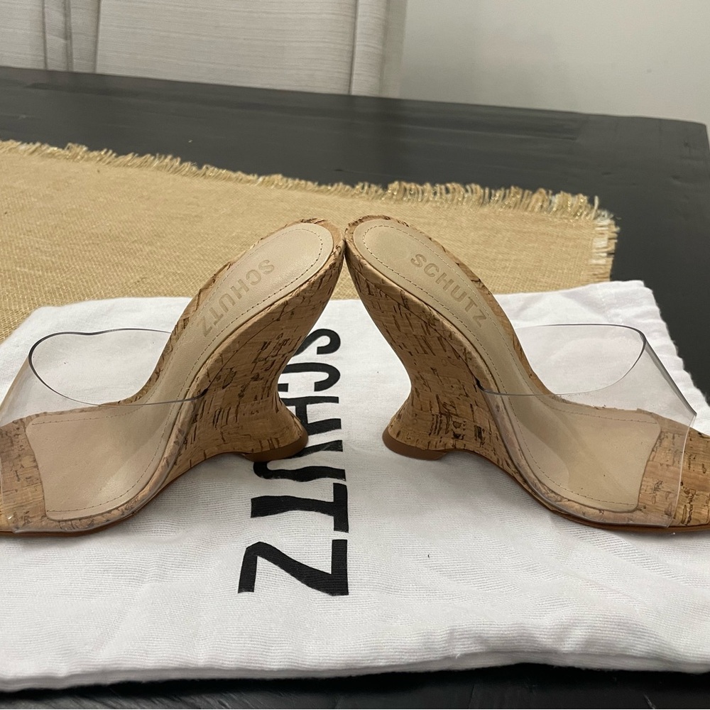 SCHUTZ Clear PVC and Cork Mule Heels - Picture 6 of 6